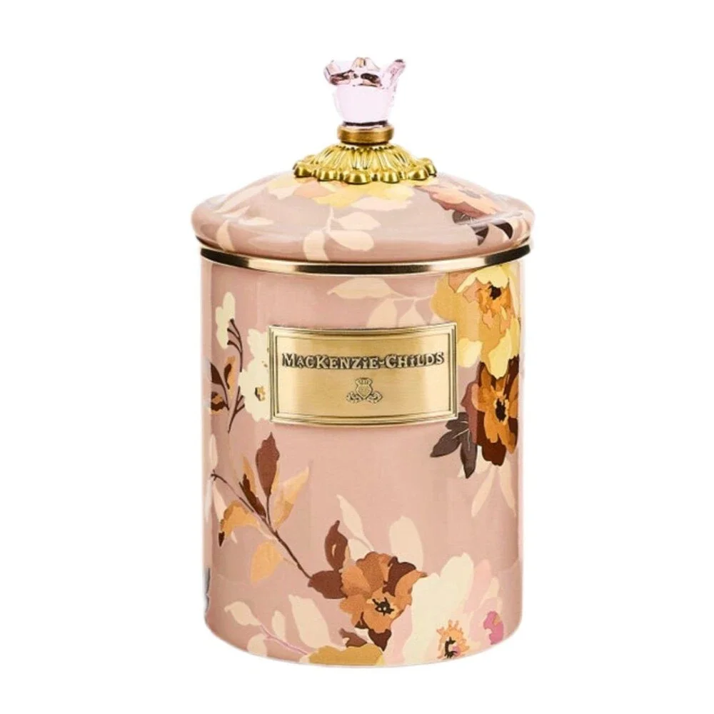 Mackenzie Child Wild Rose Mauve 3pc Canister set New